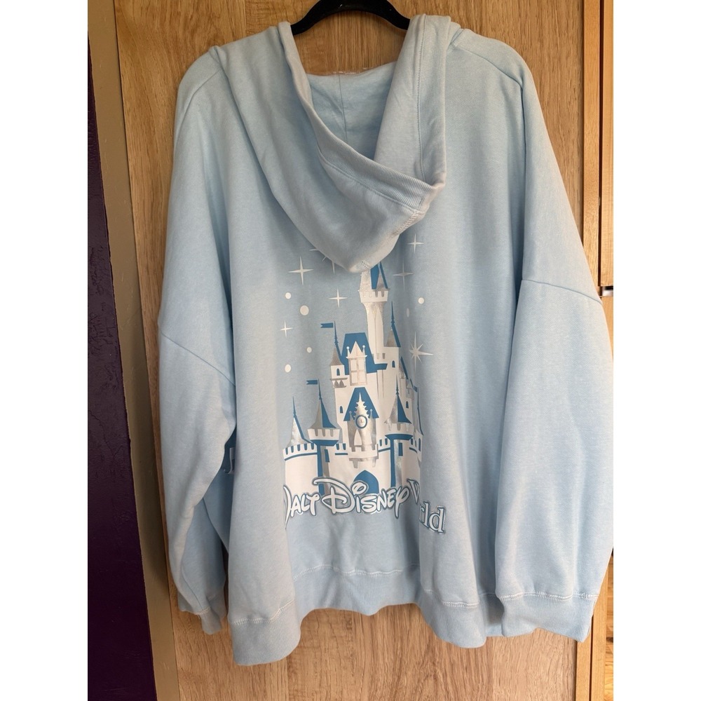 Disney Parks Disney World Hoodie M Light Blue Cinderella Castle Sweatshirt NWT